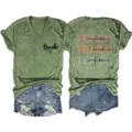 Women V-Neck Short Sleeve T-Shirt Casual Teacher Graphic Tee Summer Green Tops Style - S / Top (3812) / Olive Green