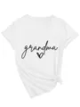 Lässiges minimalistisches Damen Grandma Buchstabe Herz V-Ausschnitt T-Shirt Detailansicht. - S / Oberteile / Weiß
