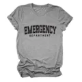 Bequemes lässiges Damen Kurzarm T-Shirt mit Aufdruck Notfallabteilung für den Alltag. - S / Oberteile / Dunkelgrau (Schwarzer Text)