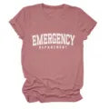 Lässiges Damen Rundhals Kurzarm T-Shirt mit Notfallabteilung Buchstabe Druck Top neu. - S / Oberteile / Roségold (Weißen Text)