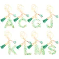 Christmas resin alphabet keychain with green tassel and tree pendant for holiday gifts. - Combination 3 (Drip Resin Christmas Pendant)
