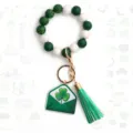 St. Patrick's Day wooden bead bracelet keychain clover green tassel holiday gift - Irish Festival Style 7