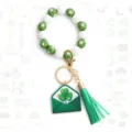 St. Patrick's Day beaded keychain shamrock wristlet tassel green holiday accessory - Irish Festival Style 3
