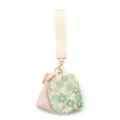Mini polsband portemonnee en sleuteletui set met bloemenprint, handig draagbaar portemonnee ontwerp. - 2-in-1 tassenset / Beige