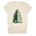 Maglietta casual da donna a maniche corte girocollo con stampa foresta e citazione beige. - Taglia S / Top / Colore sabbia