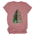Donna Moda Casual Collo Rotondo Manica Corta T-Shirt Bosco Campeggio Grafica Top - Taglia S / Top / Oro rosa