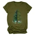 Dettaglio della maglietta verde militare con grafica di citazione di campeggio nel bosco. - Taglia S / Top / Verde militare