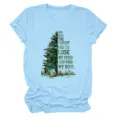 Maglietta casual azzurro chiaro da donna manica corta con grafica citazione della foresta. - Taglia S / Top / Azzurro