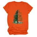 Primo piano della t-shirt arancione a maniche corte con grafica bosco e dettaglio testo. - Taglia S / Top / Arancione