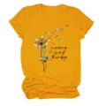 Women's Yellow Short Sleeve T-Shirt Casual Round Neck Reading Theme Graphic Tee Top - S / Tops / Mustard Yellow (Black Text)