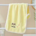 Yellow kids face towel cute duck embroidery soft absorbent rectangular cotton washcloth - Yellow