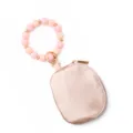 Portachiavi con bracciale in perline di silicone e mini borsetta portamonete in pelle - Oro champagne