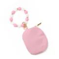 Elegante portachiavi con bracciale di perle in silicone e borsellino in pelle rosa moderno. - Rosa Begonia