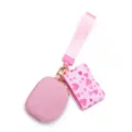 Roze mini sleuteletui set met portemonnee en polsband, stijlvol dagelijks accessoire. - Set / Hart Print Roze
