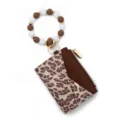 Leopardenmuster PU Leder Kartenetui mit Silikonperlen Armband Schlüsselanhänger Damen - Leopardenmuster Stil