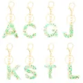 Christmas resin letter keychain initial alphabet charm cute gold metal key ring accessory - Combination 1 (Drip Resin Christmas Pendant)