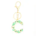 Christmas resin letter C keychain, colorful holiday tree pattern alloy key ring pendant. - Letter + 8-shaped Buckle / Letter C