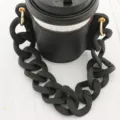 Custodia per tazza in pelle PU nera con catena spessa supporto portatile elegante - Nero