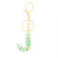 Christmas J letter resin keychain with cute candy cane pattern and gold metal clasp hardware. - Letter + 8-shaped Buckle / Letter J