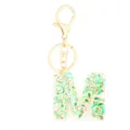 Christmas resin letter M keychain with cute candy cane and tree charms, gold tone metal clasp. - Letter + 8-shaped Buckle / M
