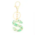 Christmas resin letter S keychain with gold clasp, festive tree and candy cane holiday gifts. - Letter + 8-shaped Buckle / S