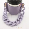 Custodia per tazza in pelle PU viola con manico a catena spessa, supporto isolato per tè. - Viola chiaro