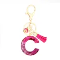 Pink Glitter Letter C Resin Keychain with Tassel and Gold Clasp Accessory Variant - Pink Sequin Tassel Keychain / Letter C