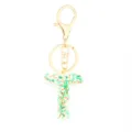 Christmas resin letter T keychain, festive holiday bag charm with gold metal keyring. - Letter + 8-shaped Buckle / Letter T