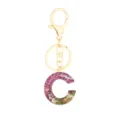 Resin Letter C Keychain Pink Glitter Crystal Epoxy Bag Charm Fashion Key Ring Accessory - Letter + 8-shaped Buckle / Letter C
