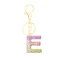 Pink glitter resin letter E keychain with gold tone hardware for women fashion bag charm - Letter + 8-shaped Buckle / Letter E