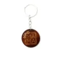 Portachiavi MAMA in legno con anello in metallo, ciondolo rotondo inciso, regalo. - Disco Rotondo MAMA