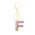 Pink glitter resin letter F keychain, stylish gold metal ring alphabet accessory charm. - Letter + 8-shaped Buckle / Letter F