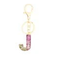 Pink glitter resin letter J keychain with gold tone hardware fashionable charm accessory for keys - Letter + 8-shaped Buckle / Letter J