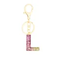 Resin letter L keychain with pink glitter gold clasp cute alphabet bag charm pendant gift. - Letter + 8-shaped Buckle / L