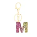 Resin Glitter Letter M Keychain Gold Metal Clasp Cute Bag Charm Pendant Jewelry Gift - Letter + 8-shaped Buckle / M