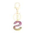 Resin glitter letter S keychain with gold tone metal lobster clasp keyring jewelry ornament - Letter + 8-shaped Buckle / S