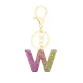 Resin letter W keychain pink glitter crystal epoxy bag charm accessory for women girls - Letter + 8-shaped Buckle / Letter W