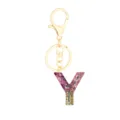 Resin letter Y keychain with pink glitter gold hardware cute alphabet keyring bag charm - Letter + 8-shaped Buckle / Letter Y