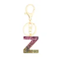 Resin letter Z keychain with pink green glitter and gold metal clasp for bags and keys - Letter + 8-shaped Buckle / Letter Z