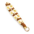 Handmade crochet daisy wristlet keychain phone lanyard cute floral wrist strap for keys bag charms - Wrist Strap Charm / Beige Coffee