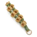 Handmade crochet daisy phone strap floral wrist lanyard cute knitted key chain ring accessory - Wrist Strap Charm / Khaki Green