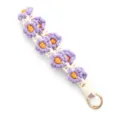 Hand-woven daisy phone lanyard wrist strap keychain, cute floral macrame charm for phone and keys. - Wrist Strap Charm / Purple Beige