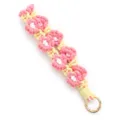 Handmade crochet daisy phone strap wristlet cute floral keychain charm for women girls - Wrist Strap Charm / Watermelon red