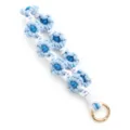 Handmade braided daisy phone charm strap, cute blue white floral wristlet keychain accessory. - Wrist Strap Charm / Blue & White