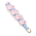 Handmade crochet daisy phone strap wristlet aesthetic knit flower keychain charm accessory - Wrist Strap Charm / Pale Blue