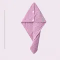 Double layer thickened striped dry hair cap, super absorbent quick drying towel wrap for women. - Double-Layer Thickened / Taro Purple