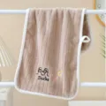 Brown Hanging Hand Towel Absorbent Soft Face Towel with Cute Duck Embroidery for Kids - Brown