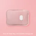Plush electric hot water bag soft velvet winter warming hand warmer pink rechargeable design - Rose Bean Paste