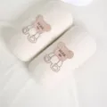 Waterproof anti-dirty down arm sleeves for women, cute bear winter office work sleeves. - Bear Embroidered Style / Off White