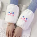 Jolies manchons en peluche pour femmes automne hiver chaud anti-saleté poignets brodés mignons. - Broderie smiley / Version Moyenne / Blanc